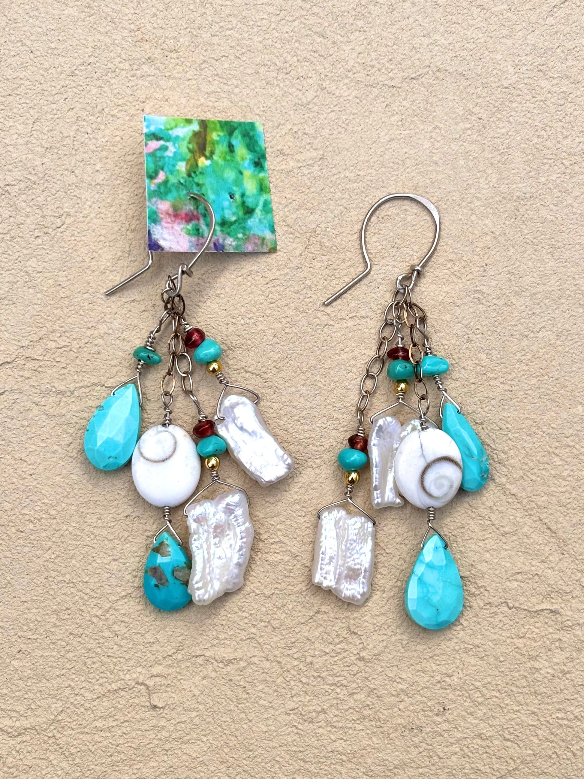 Turquoise and Fresh Water Pearl Earrings Elise Peters Inventory