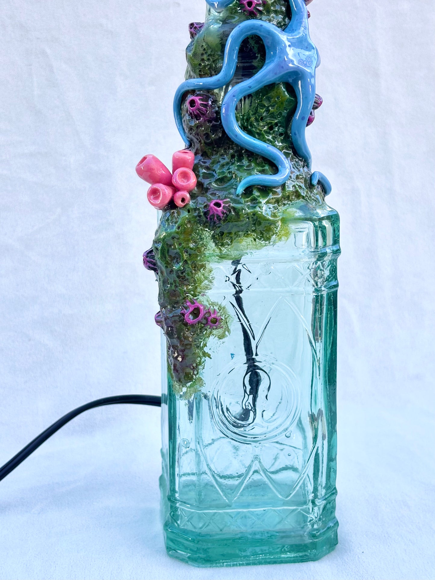 Turquoise Sea Star with Horseshoe Crab Lamp by Andy Lime Andrea Forbush Consignment