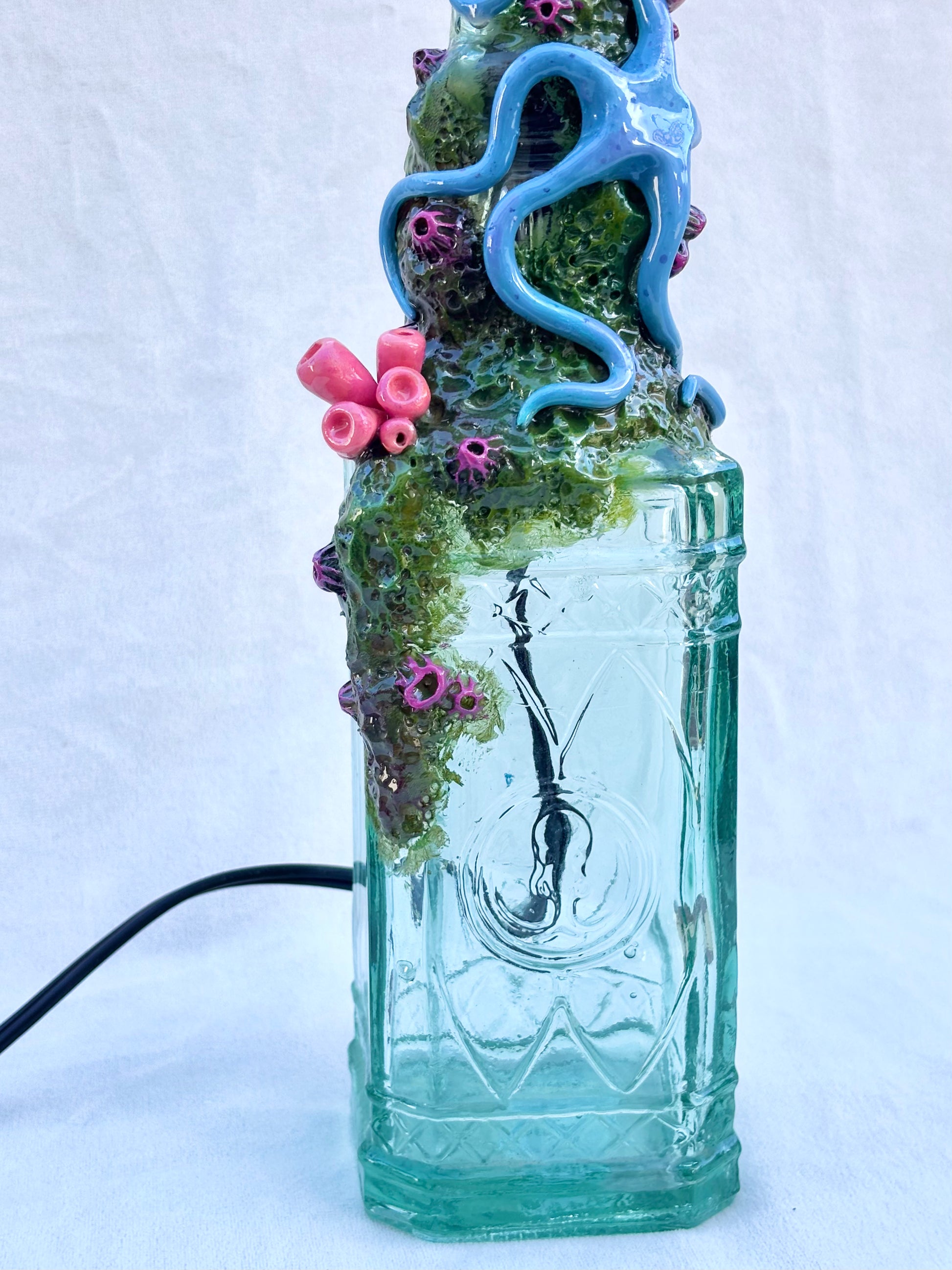 Turquoise Sea Star with Horseshoe Crab Lamp by Andy Lime Andrea Forbush Consignment