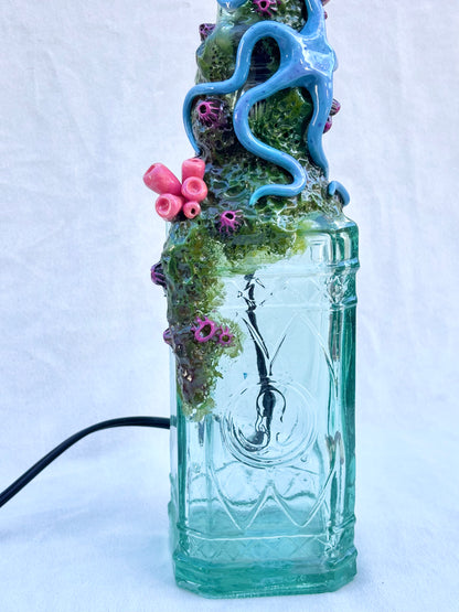 Turquoise Sea Star with Horseshoe Crab Lamp by Andy Lime Andrea Forbush Consignment