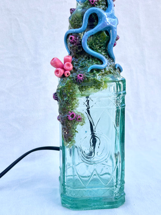 Turquoise Sea Star with Horseshoe Crab Lamp by Andy Lime Andrea Forbush Consignment