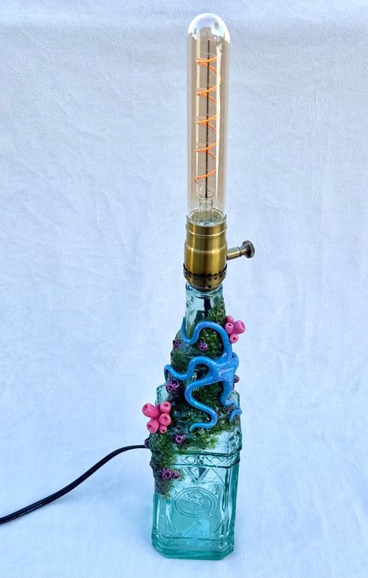 Turquoise Sea Star with Horseshoe Crab Lamp by Andy Lime Andrea Forbush Consignment