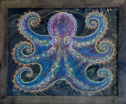"Two-Spot Black Octo-Pastel" Original Framed Pastel Drawing Stephen Holman Consignment