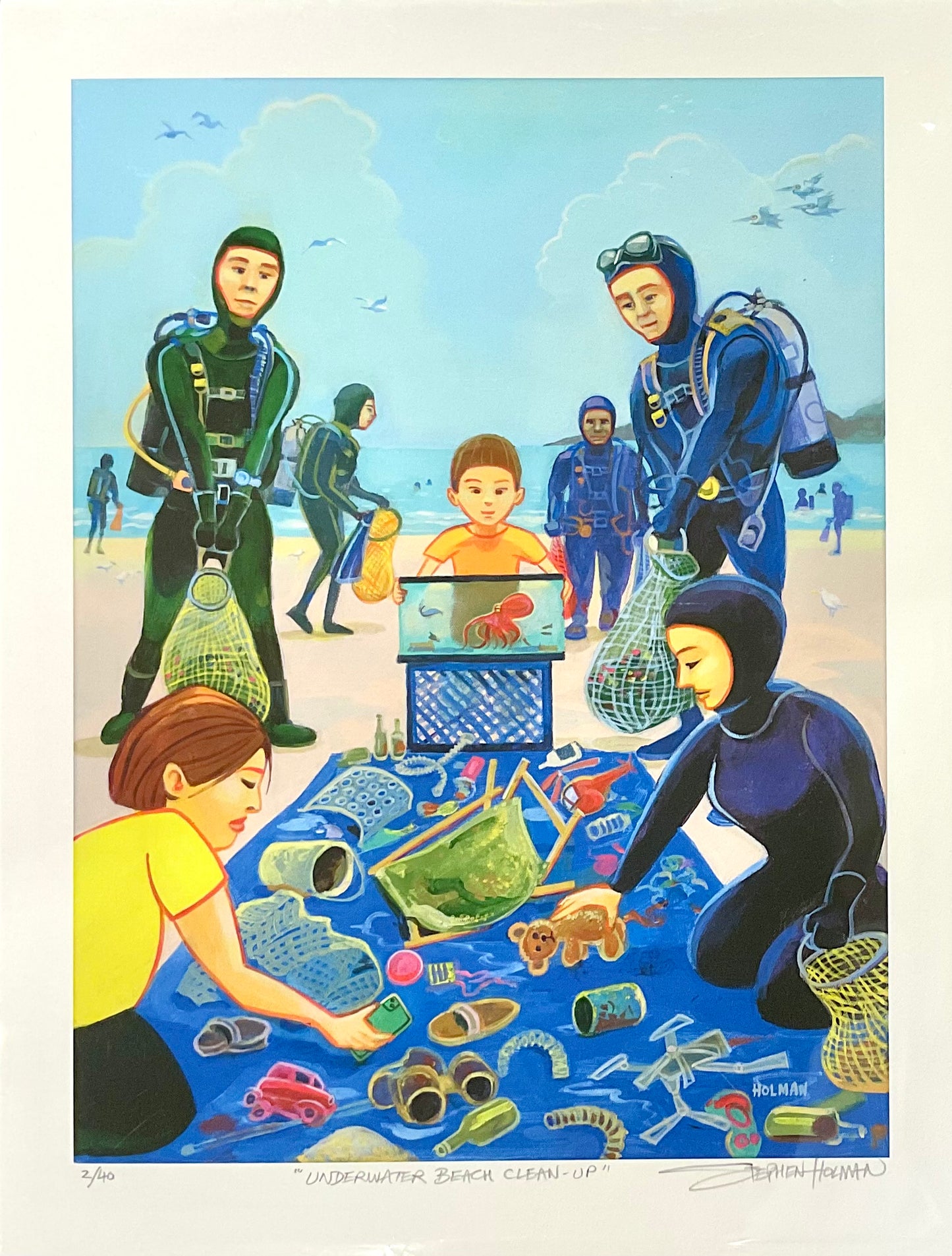 "Underwater Beach Clean Up" Limited Edition Print Stephen Holman Consignment