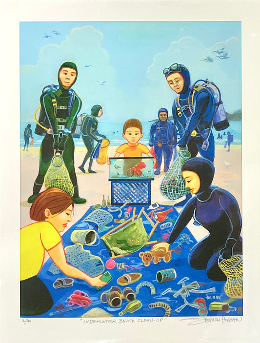 "Underwater Beach Clean Up" Limited Edition Print Stephen Holman Consignment