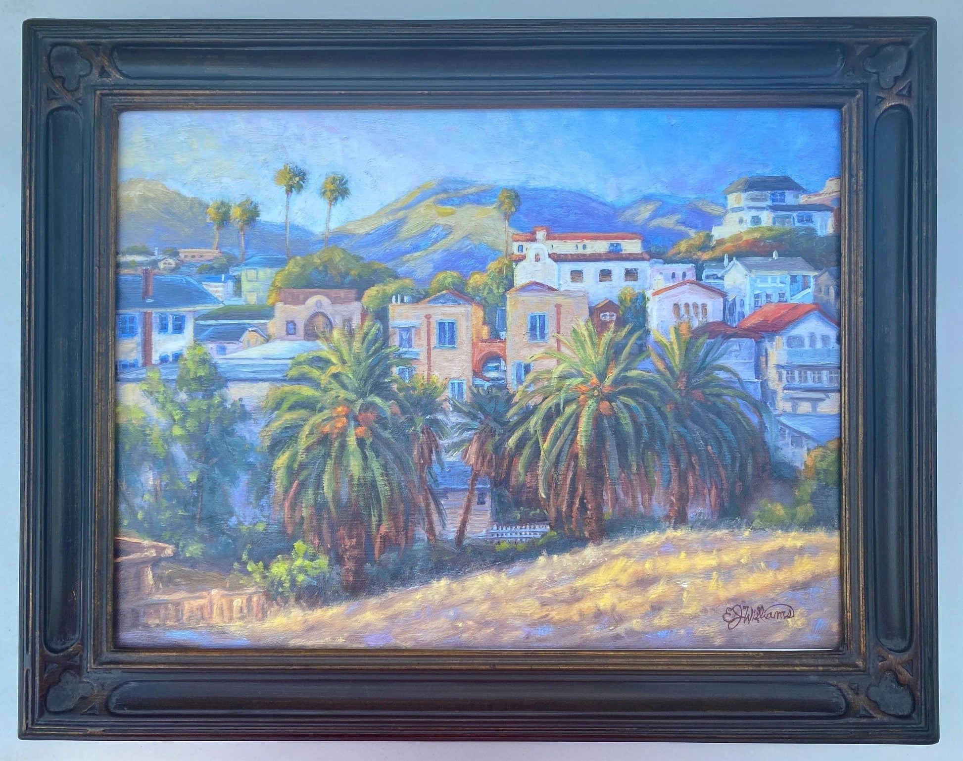 "Uphill Houses" Giclee Print EJ Williams Consignment Framed Giclee on CANVAS : 15" x 19"