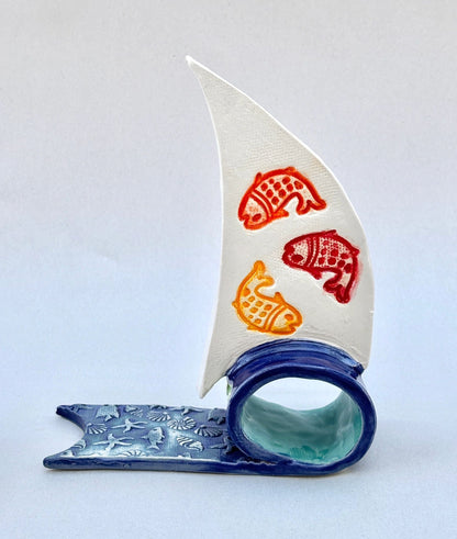 "Voyagers" Small Ceramic Sailboats B Sessions Inventory #3