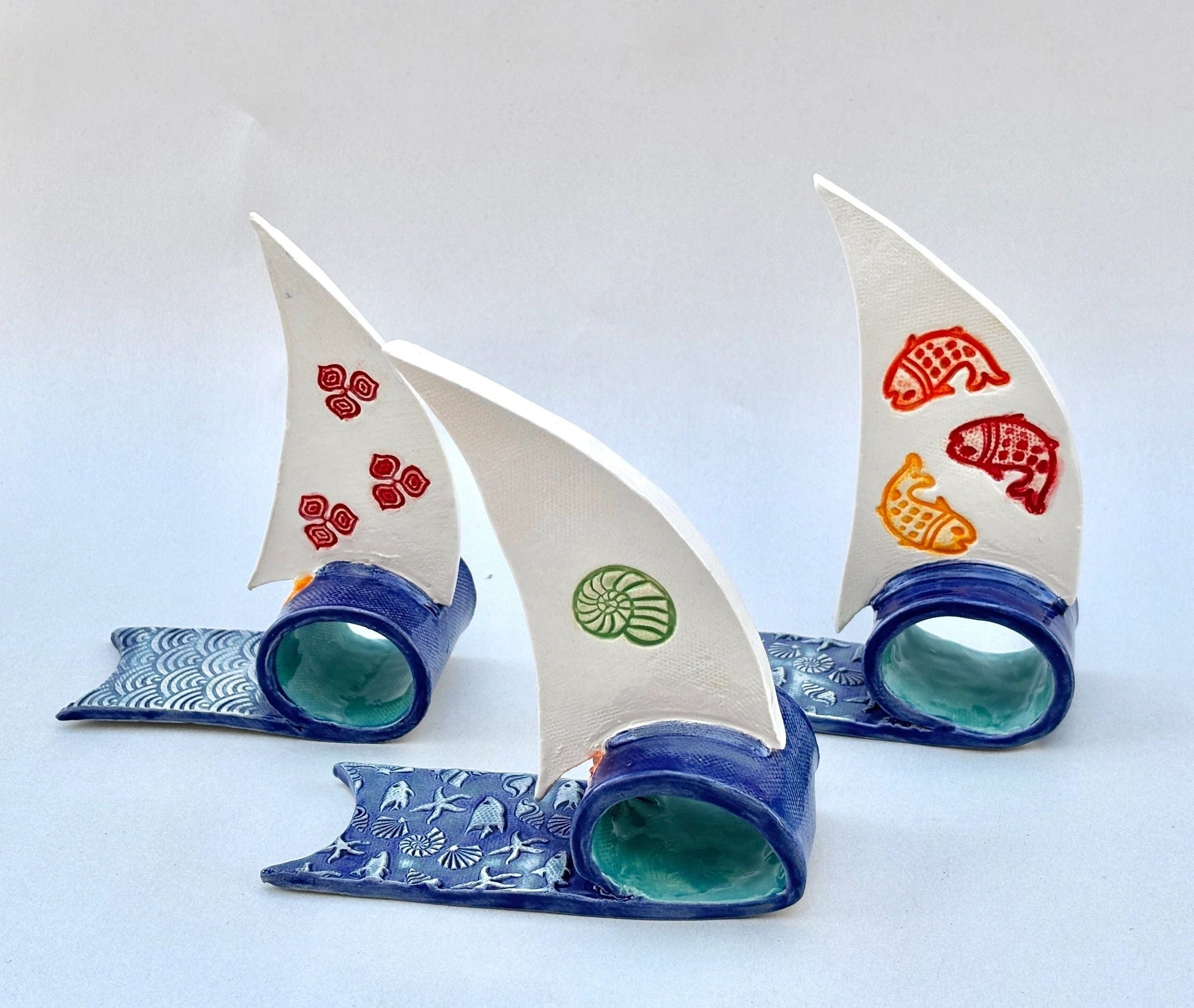 "Voyagers" Small Ceramic Sailboats B Sessions Inventory