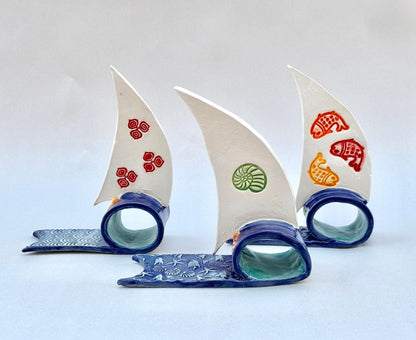 "Voyagers" Small Ceramic Sailboats B Sessions Inventory