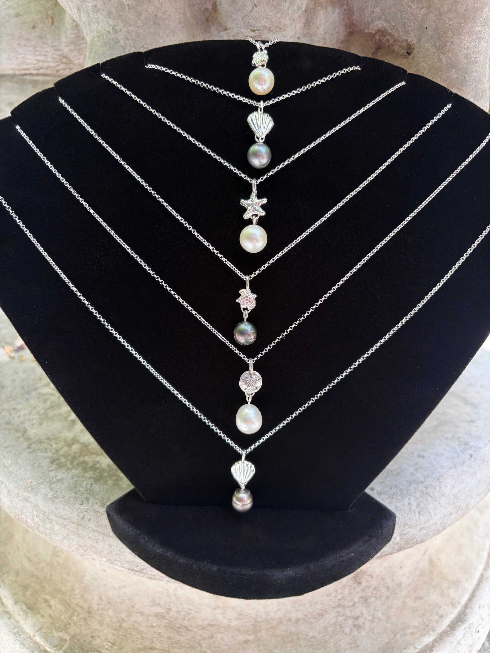 White South Sea Pearl with Sterling Charm Necklace Amy Jahn Consignment