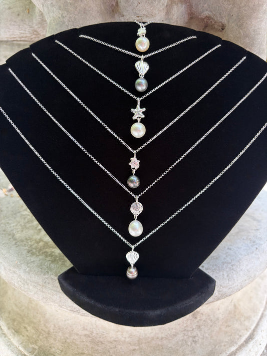 White South Sea Pearl with Sterling Charm Necklace Amy Jahn Consignment