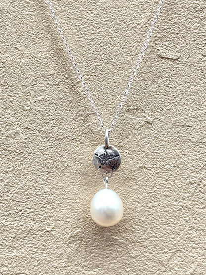 White South Sea Pearl with Sterling Charm Necklace Amy Jahn Consignment Sand Dollar