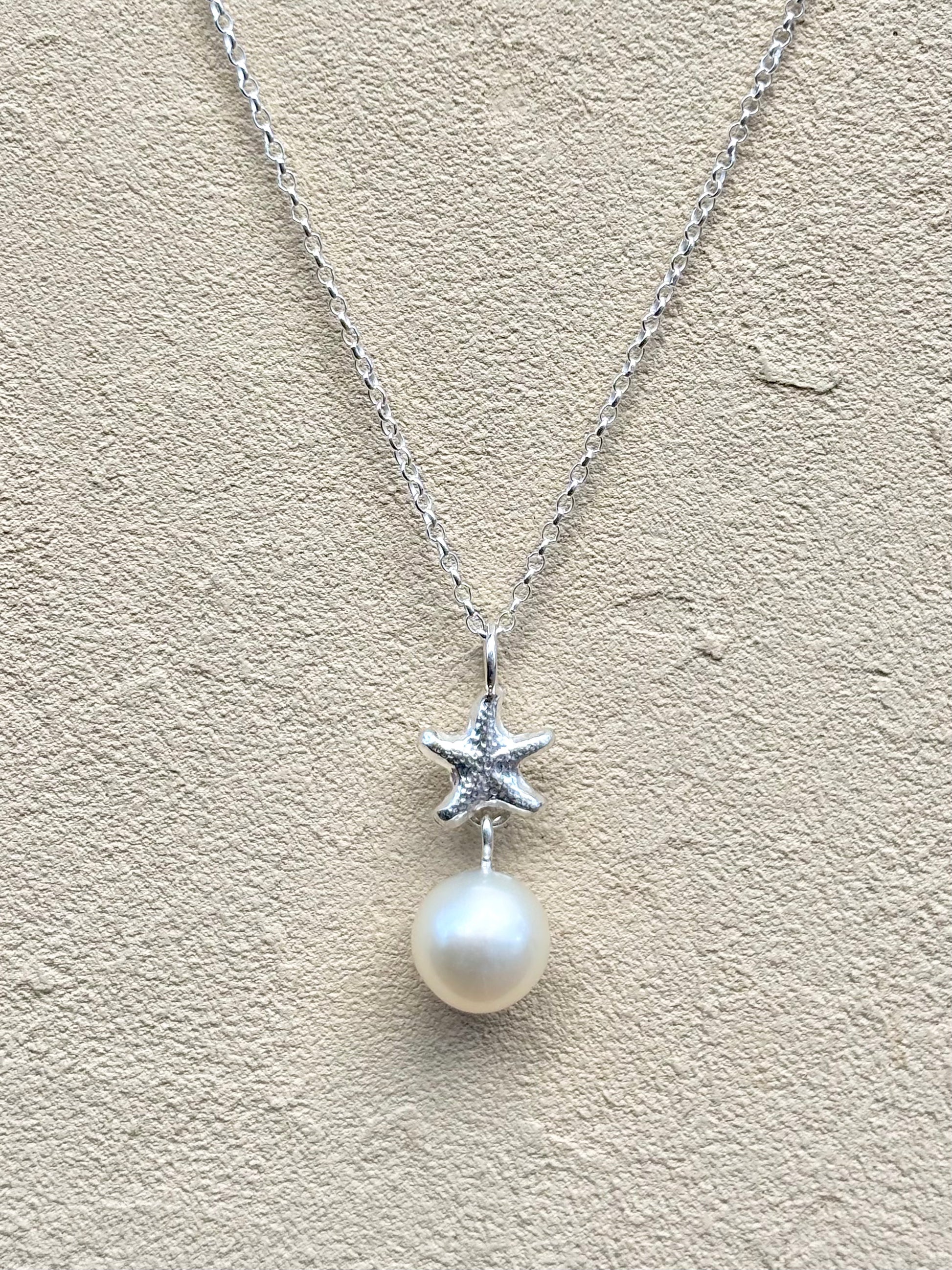 White South Sea Pearl with Sterling Charm Necklace Amy Jahn Consignment Sea Star