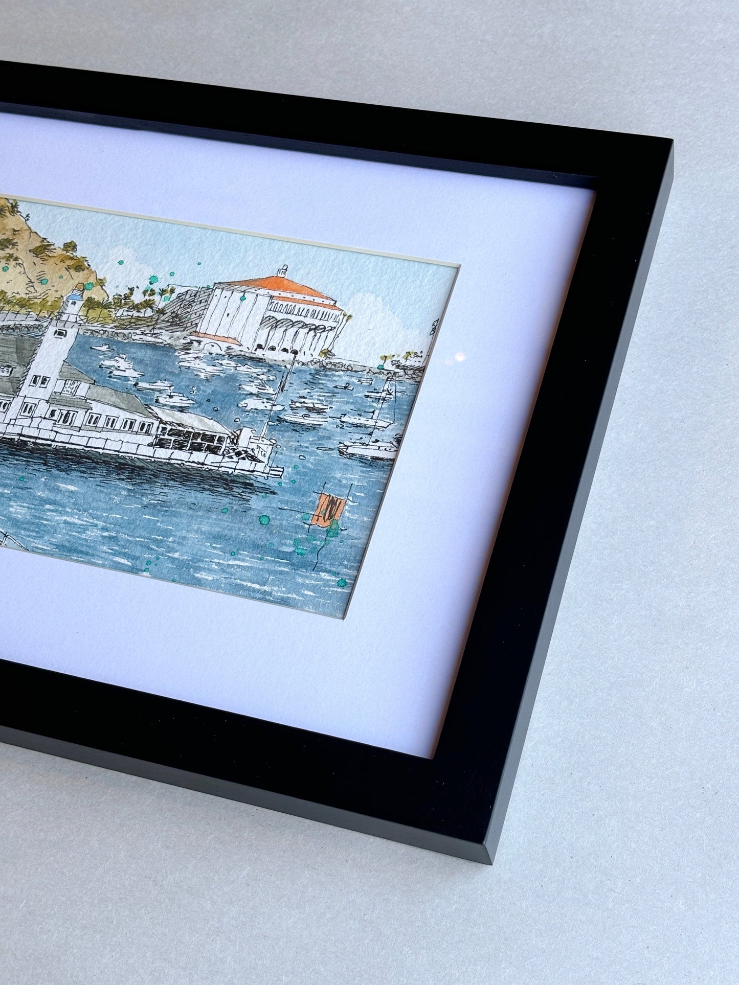 "Yacht Club" Original Watercolor Painting - Framed Ray Hart Consignment